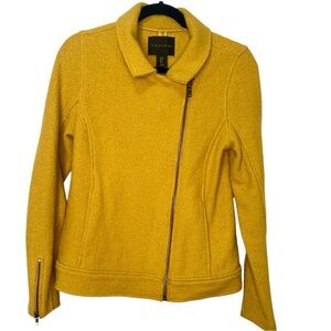 Tahari Women's Wool Zip up Yellow Jacket Size Small